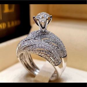 Antique Vintage Sterling Silver Engagement/Wedding Set